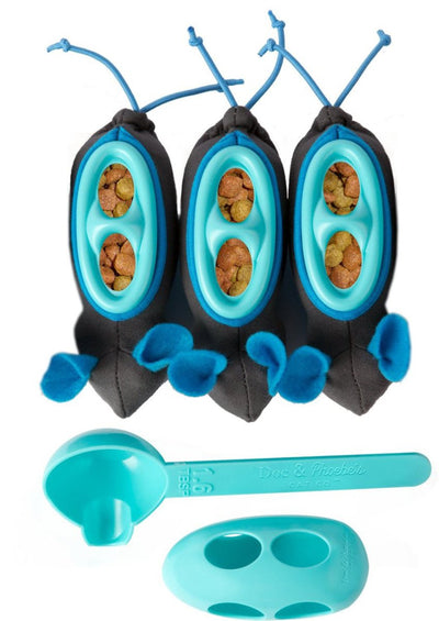 Doc & Phoebe Indoor Hunting Cat Feeder, Blue, Gray 3 ct