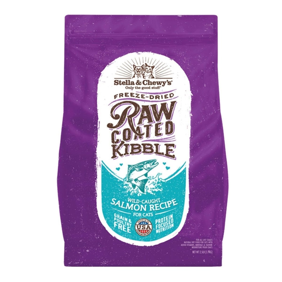 Stella & Chewys Cat Kibble - Raw Coated Wild - Caught Salmon Recipe 2.5Lbs - Pets Perfect