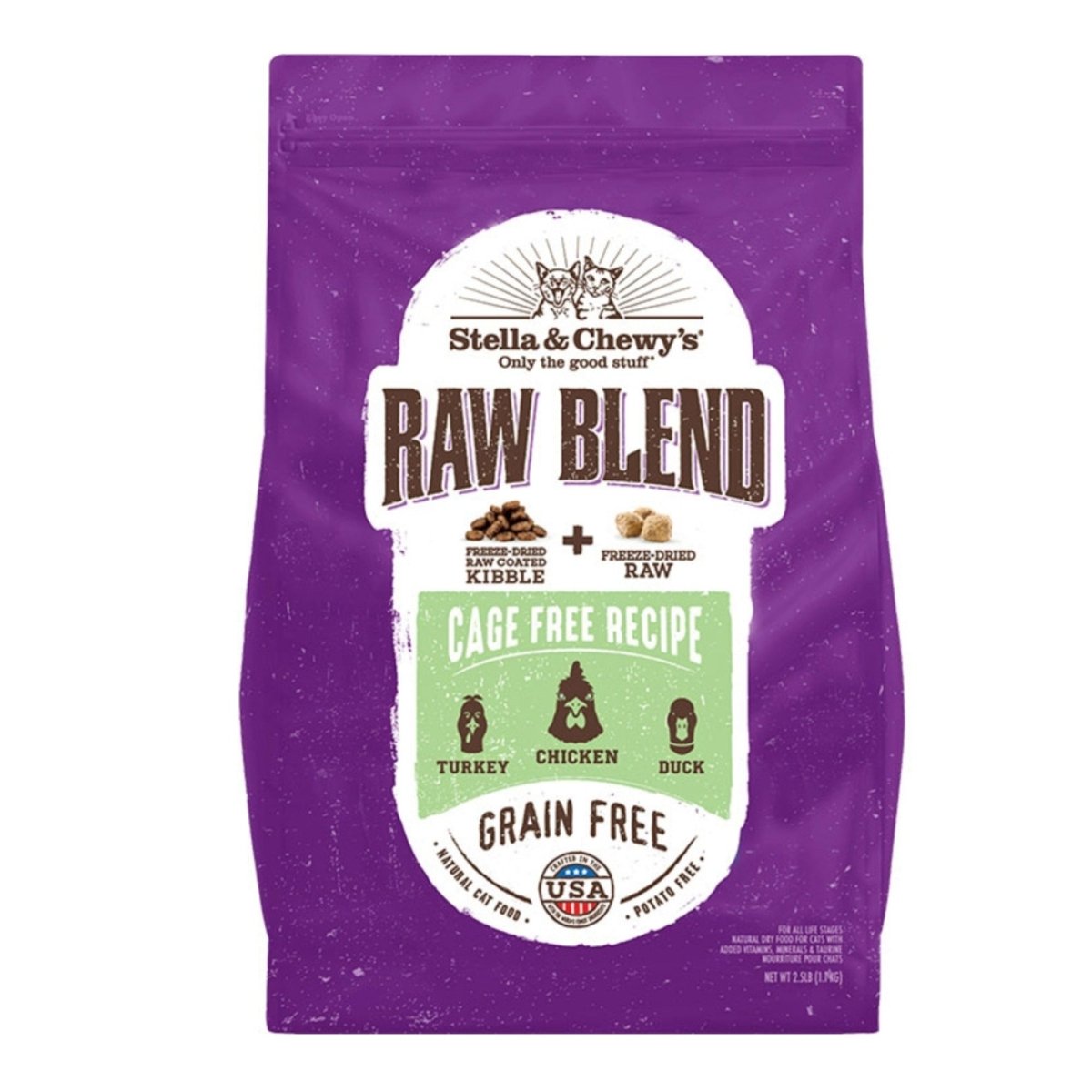 Stella & Chewys Cat Kibble - Raw Blend Cage - Free Poultry Recipe 2.5Lbs - Pets Perfect