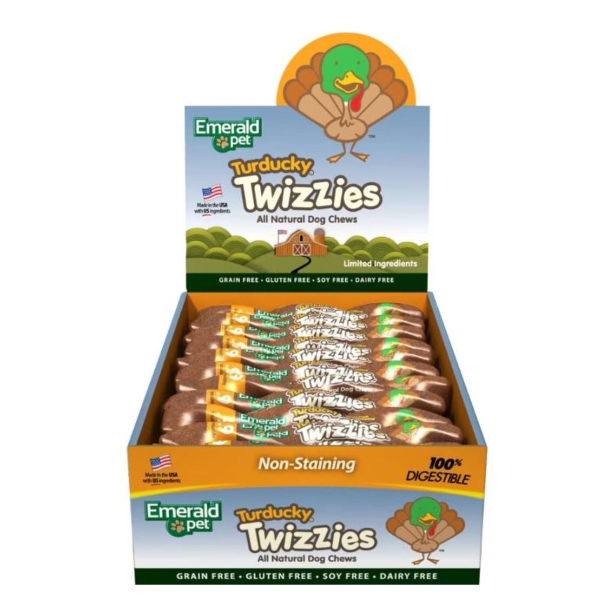 Emerald Pet Twizzies Grain Free Dog Chews Turducky 6 In - 30 Pc - Pets Perfect