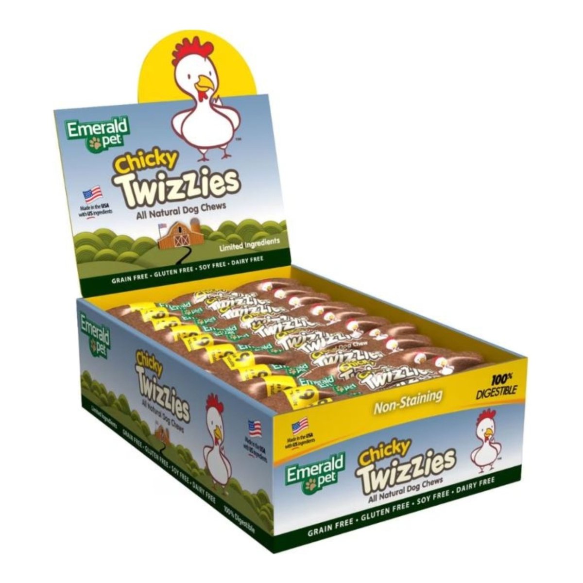Emerald Pet Twizzies Grain Free Dog Chews Chicky 6 In - 30 Pc - Pets Perfect