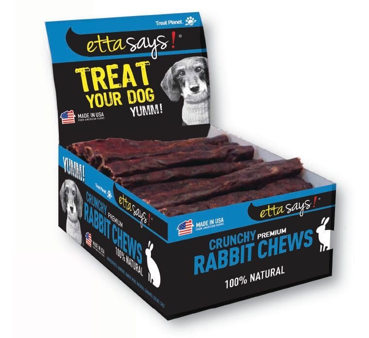 Etta Says! Rabbit rawhide chew sticks 4.5", Natural dog treat
