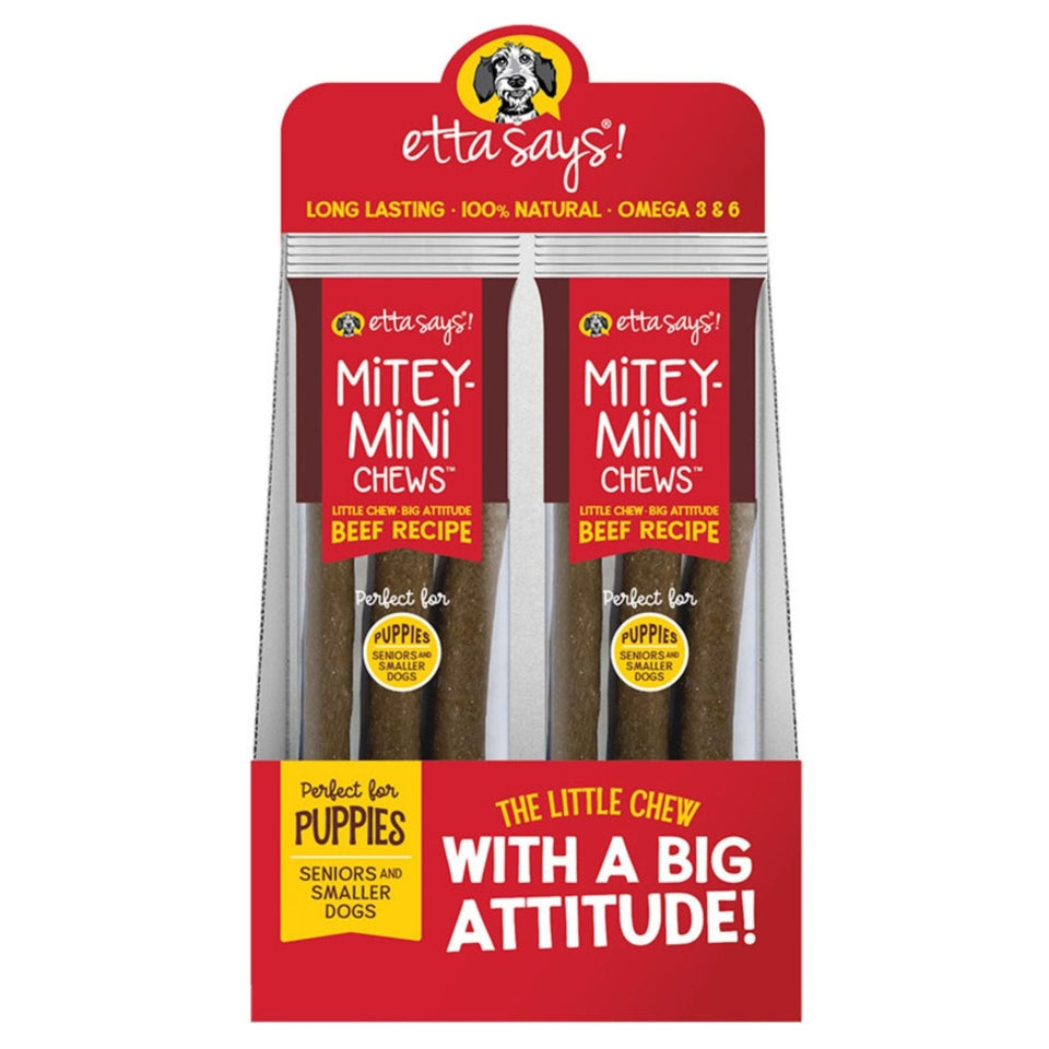 Etta Says Dog Mitey Mini Beef Chew 1.37oz. 3 Pack - 18 Count