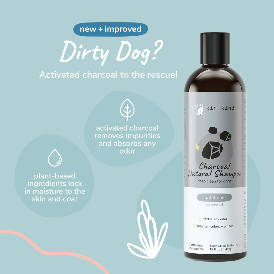Kin+Kind Pet Shampoo Charcoal 12 oz. Patchouli