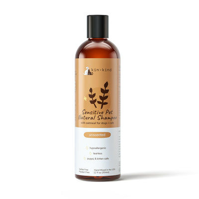 Kin+Kind Sensitive Skin Unscented Oatmeal 12 oz. Natural Pet Shampoo Puppy/Kitten Safe