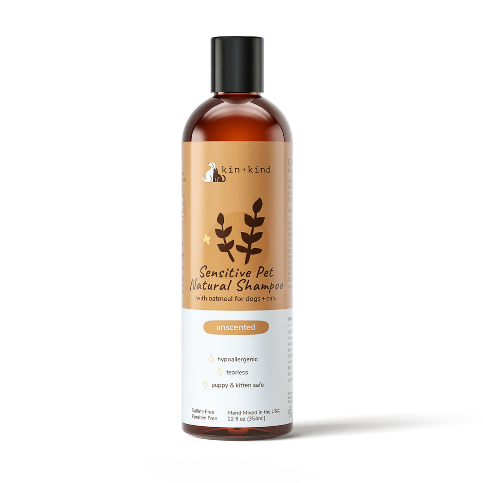 Kin+Kind Sensitive Skin Unscented Oatmeal 12 oz. Natural Pet Shampoo Puppy/Kitten Safe