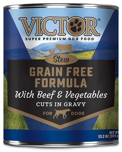 Victor Super Premium Grain Free Wet Dog Food, Beef & Vegetable in Gravy, 13.2oz
