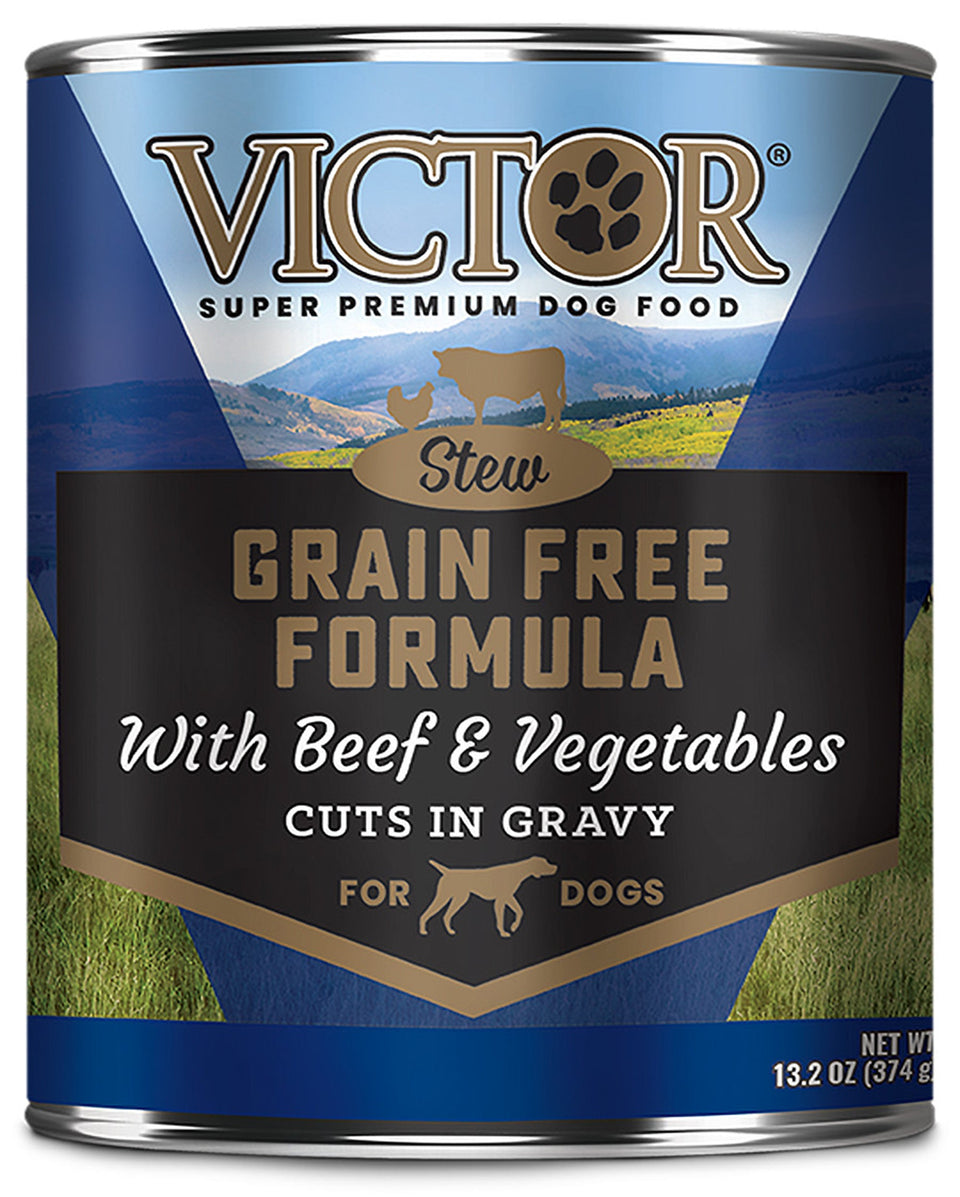 Victor Super Premium Grain Free Wet Dog Food, Beef & Vegetable in Gravy, 13.2oz