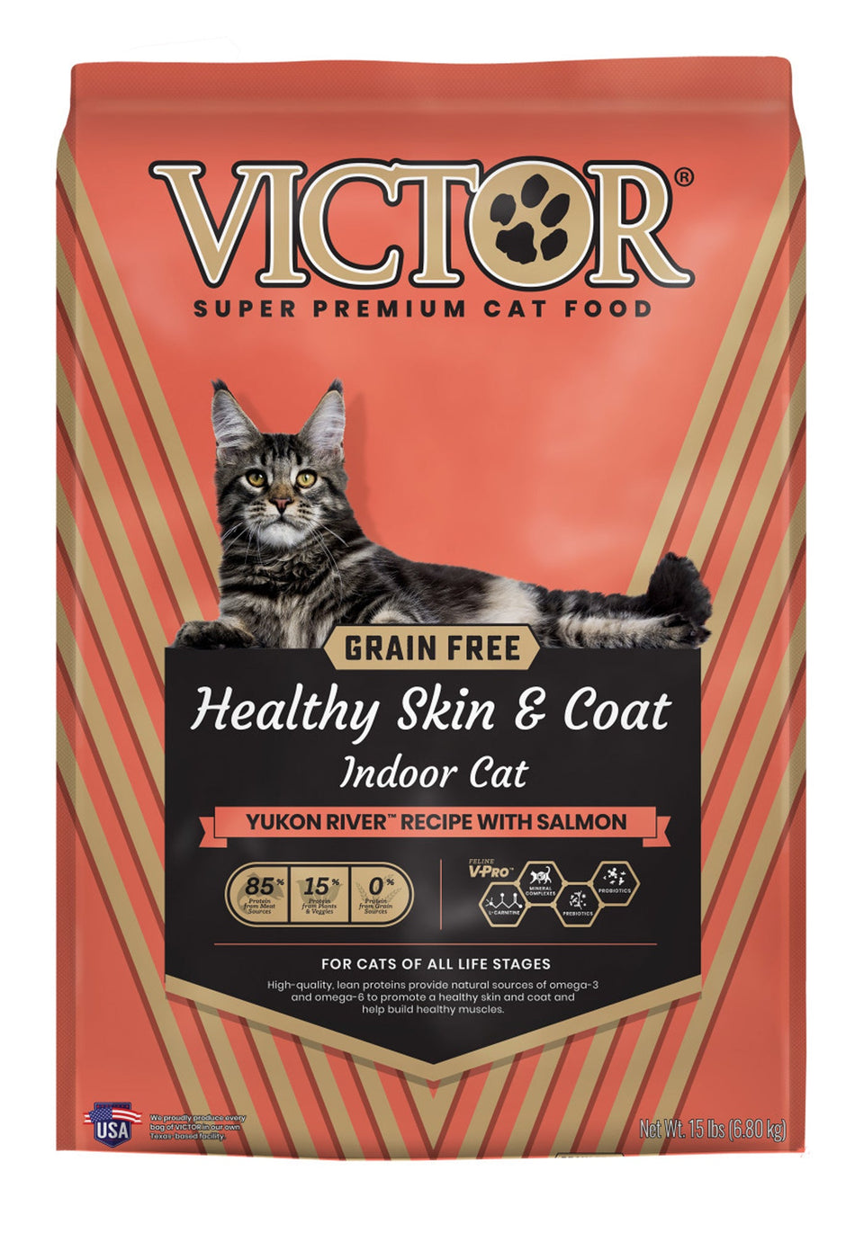 Victor Super Premium Healthy Skin & Coat Indoor Dry Cat Food - Yukon River with Salmon, 15 lb