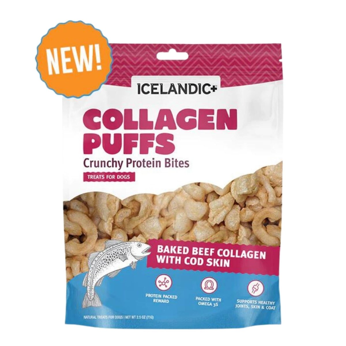 Icelandic Dog Collagen Puffs Bites With Fish 2.5oz. - Pets Perfect