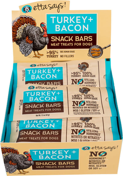 Etta Says! Meat Snack Bar Dog Treat Display Pork & Bacon 12 ct