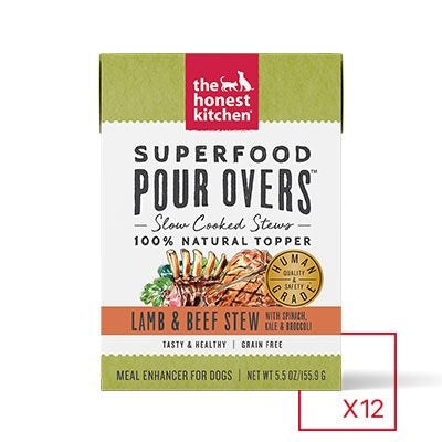The Honest Kitchen Dog Pour Super Wet Dog Food Lamb Beef 5.5 oz. 12 ct