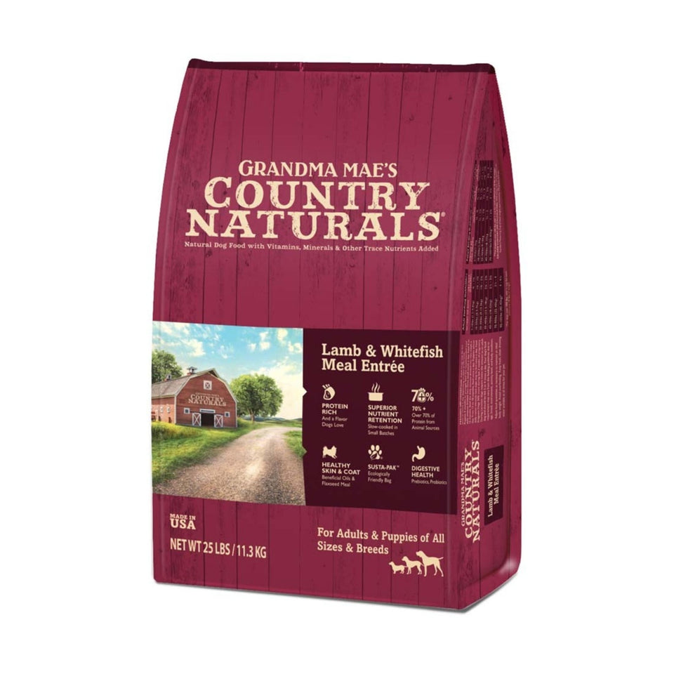 Grandma Mae's Country Naturals Lamb & Whitefish Meal Dry Dog Food, 9 oz each, Case of 18