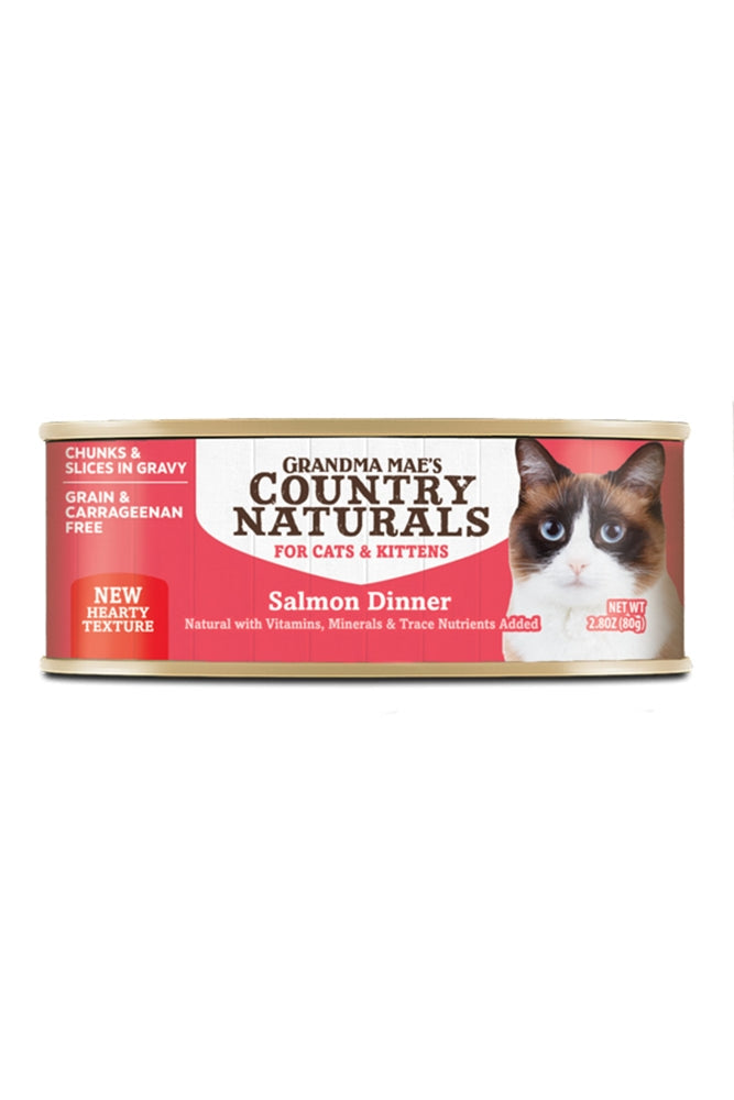 Grandma Mae's Country Naturals Slices in Gravy Dinner Canned Cat Food Salmon Slices 2.8 oz