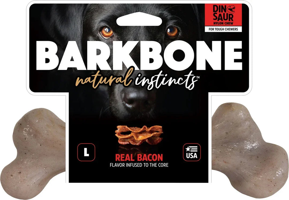 Pet Qwerks Dinosaur Barkbone Bacon Large
