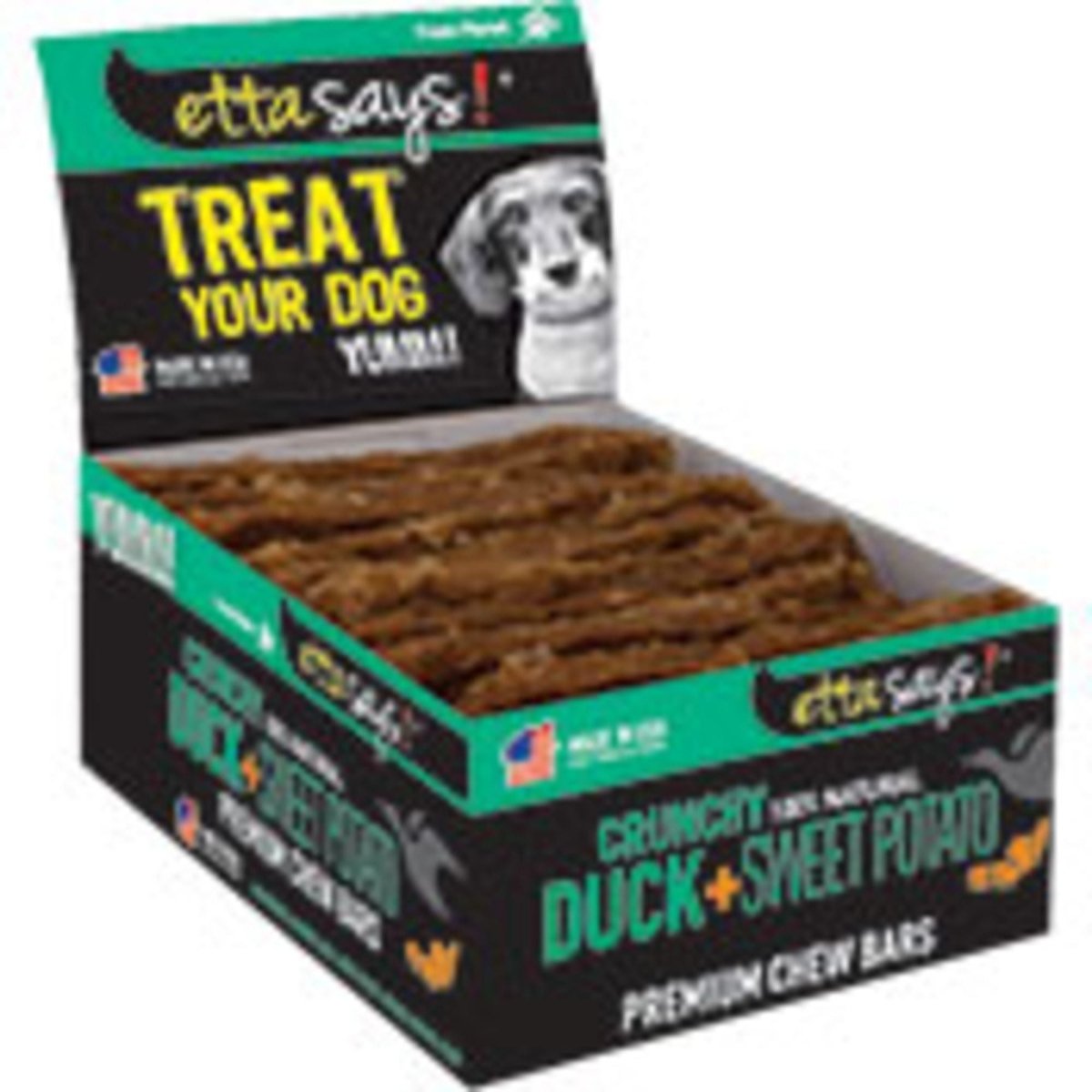 Etta Says Dog Premium Crunchy Chew Duck Bars - 12 Count - Pets Perfect