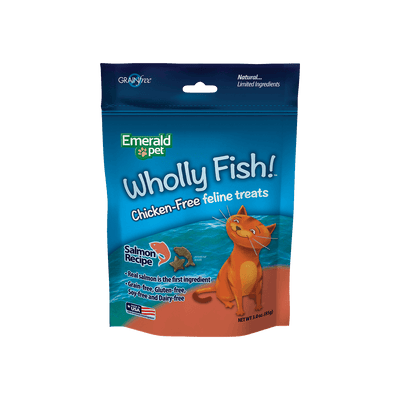Emerald Pet Wholly Fish! Crunchy Cat Treats Salmon 3 oz