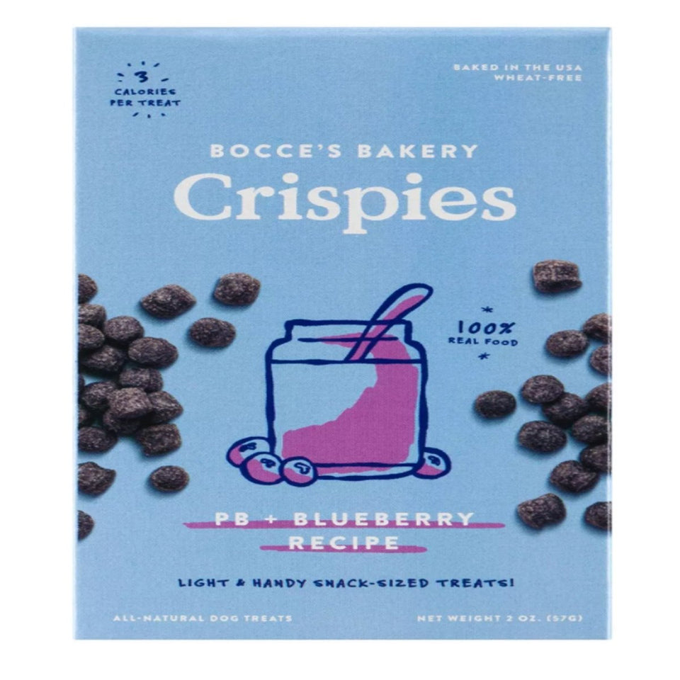 Bocces Dog Crispies Peanut Butter And Blueberry 2 oz