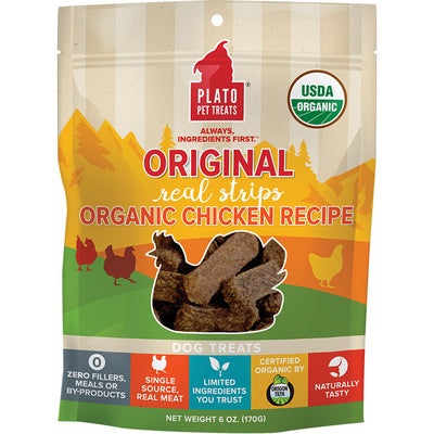 Plato Dog Treats Organic Chicken Strips 6 oz