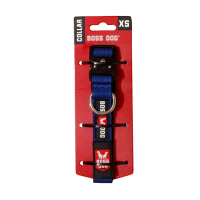 Boss Dog Tactical Adjustable Dog Collar Blue, X-Small, 11-14 in