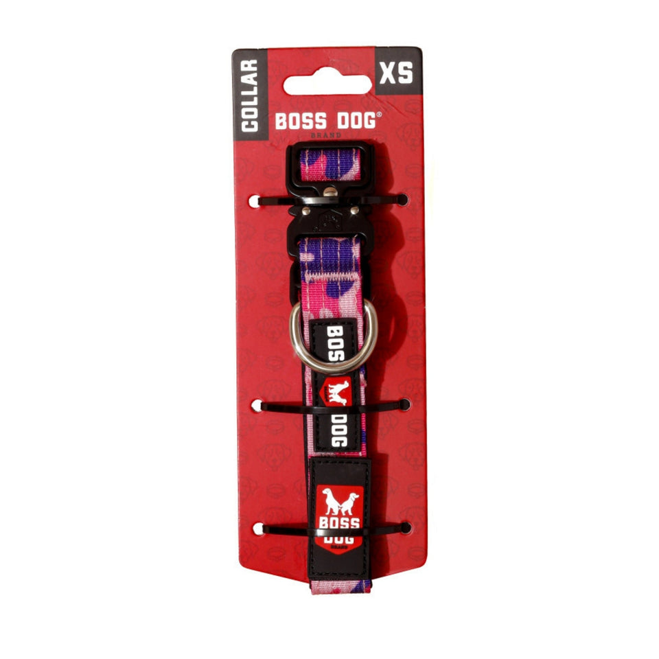 Boss Dog Tactical Adjustable Dog Collar Pink Camo, 1ea/XS, 11-14in.