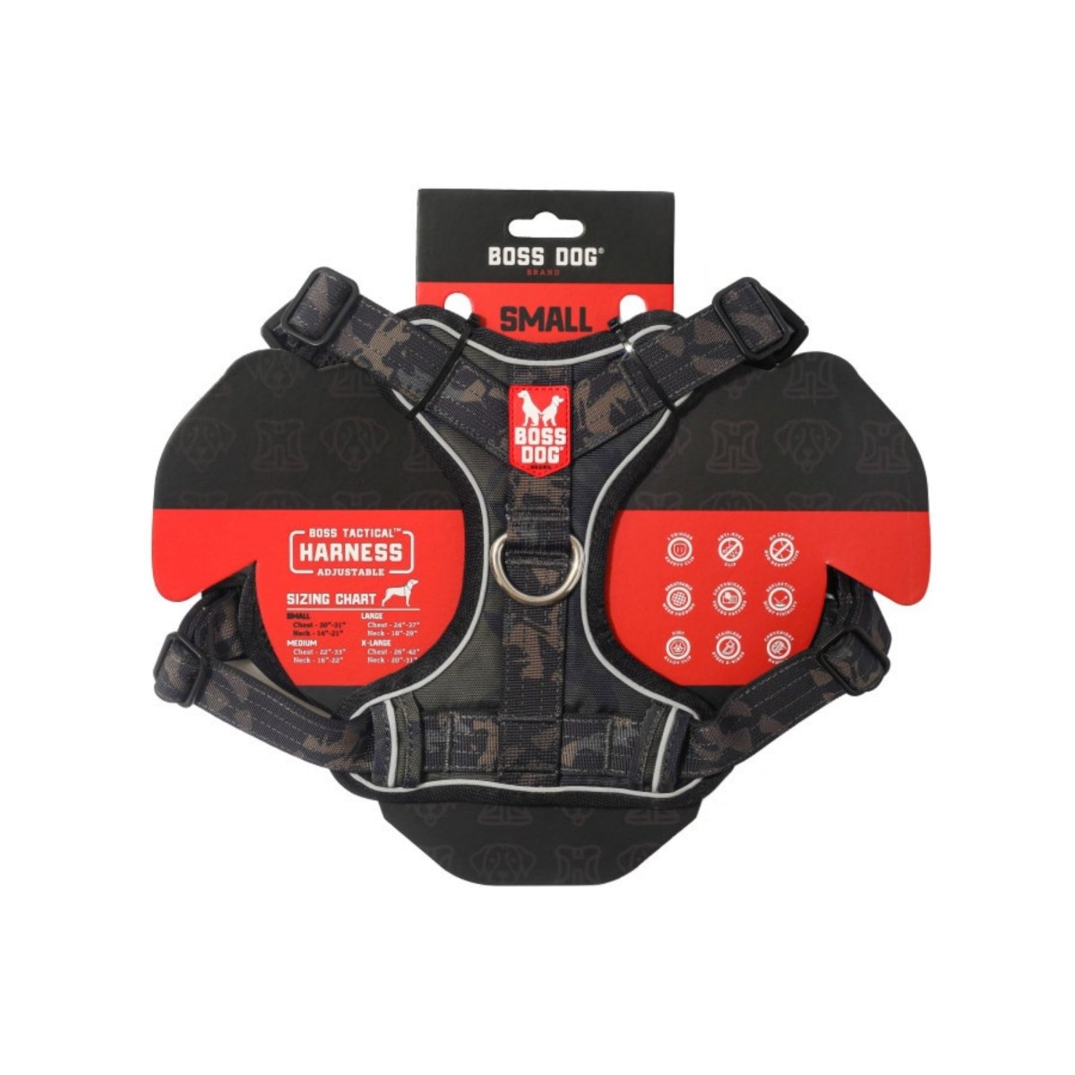 Boss Dog Tactical Dog Harness Black Camo, 1ea/SM - Pets Perfect