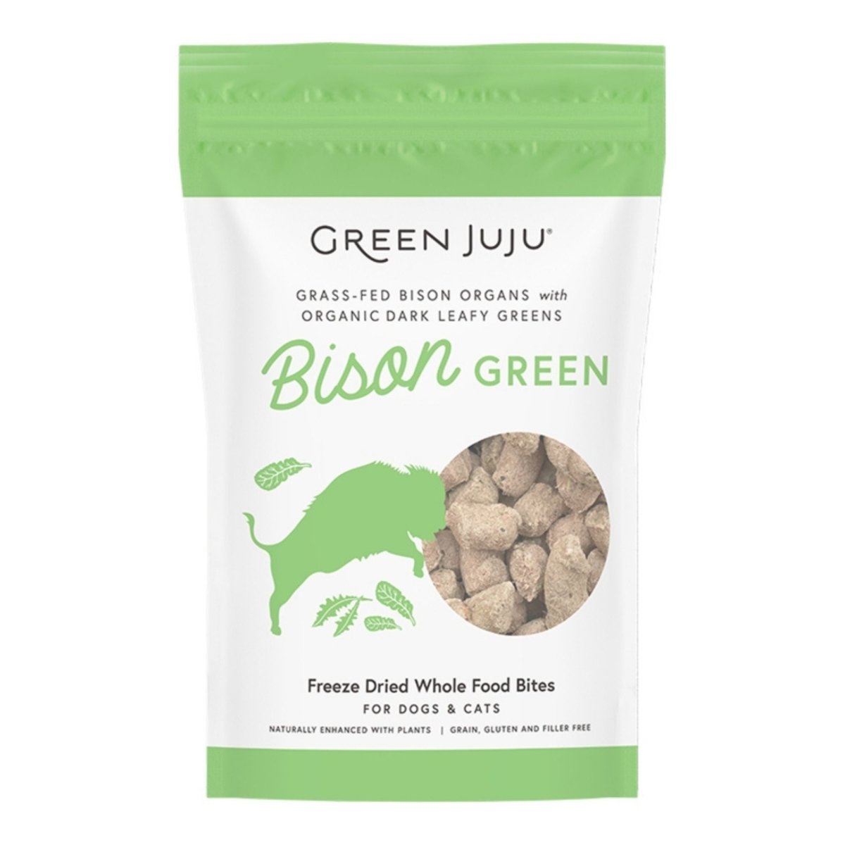 Green Juju Dog & Cat Freeze - Dried Grain Free Whole Food Bite Bison Green Toppers 2.5oz. - Pets Perfect