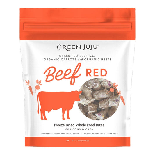 Green Juju Dog & Cat Freeze-Dried Grain Free Whole Food Bite Beef Red Toppers 7.5oz.
