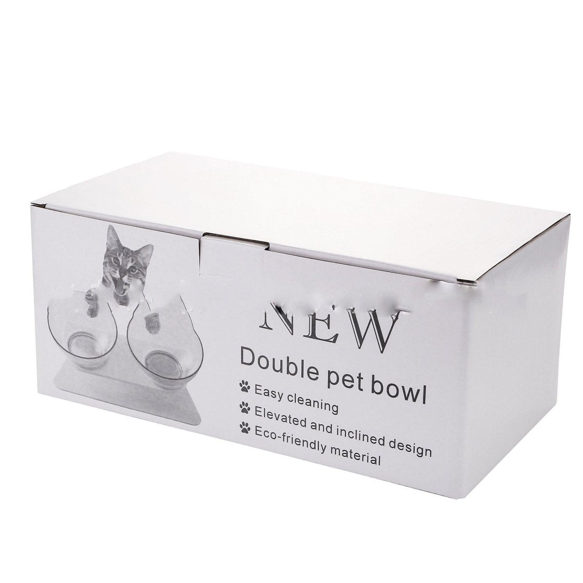 Elevated Non - Slip Double Cat Bowl With 15° Tilted Design - Pets Perfect