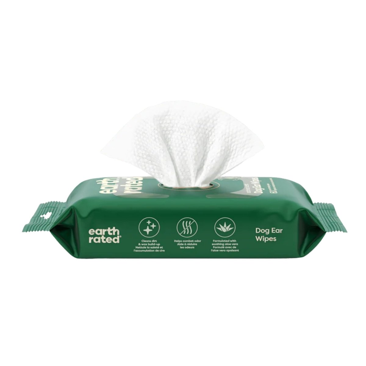 Earth Rated Dog Ear Wipes 60 Count - Pets Perfect