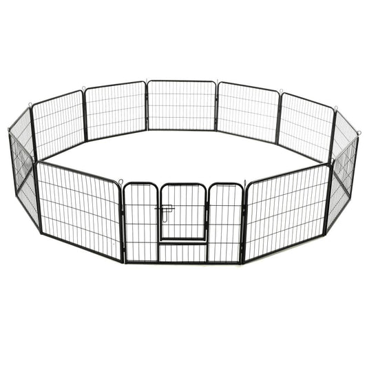 vidaXL Dog Playpen 12 Panels Steel 31.5"x23.6" Black