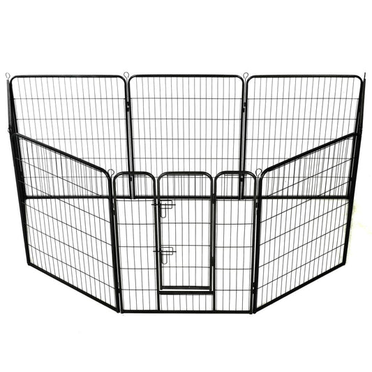 vidaXL Dog Playpen 8 Panels Steel 31.5"x39.4" Black