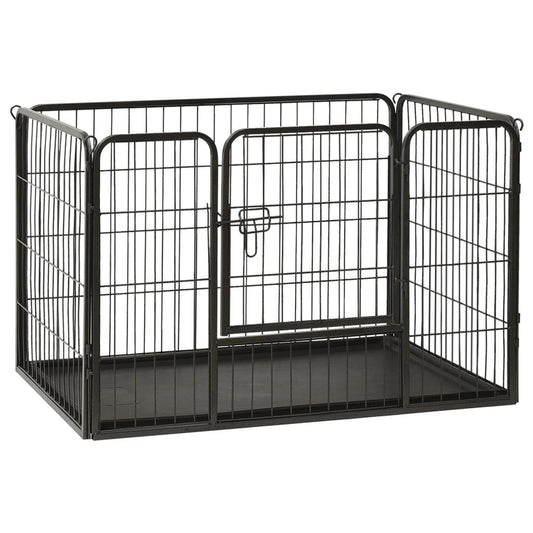 vidaXL Puppy Playpen Exercise Folding Enclosure Pet Kennel Cage Steel Black