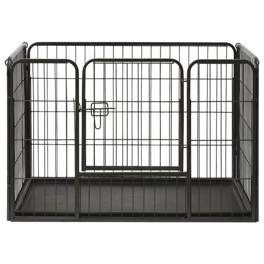 vidaXL Puppy Playpen Exercise Folding Enclosure Pet Kennel Cage Steel Black