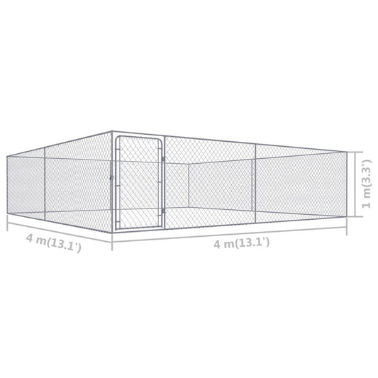 vidaXL Outdoor Dog Kennel Large Dog Crate Dog Cage Playpen Galvanized Steel