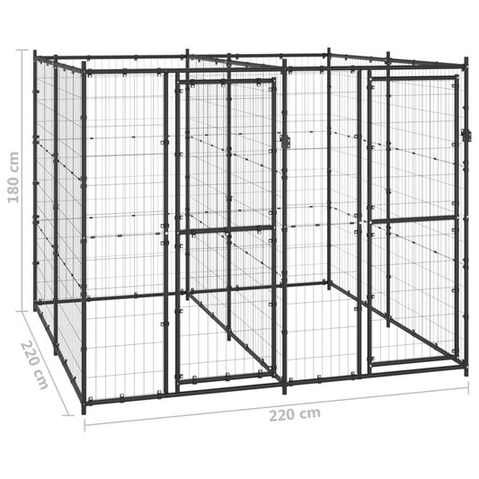 vidaXL Outdoor Dog Kennel Steel 52.1 ft²