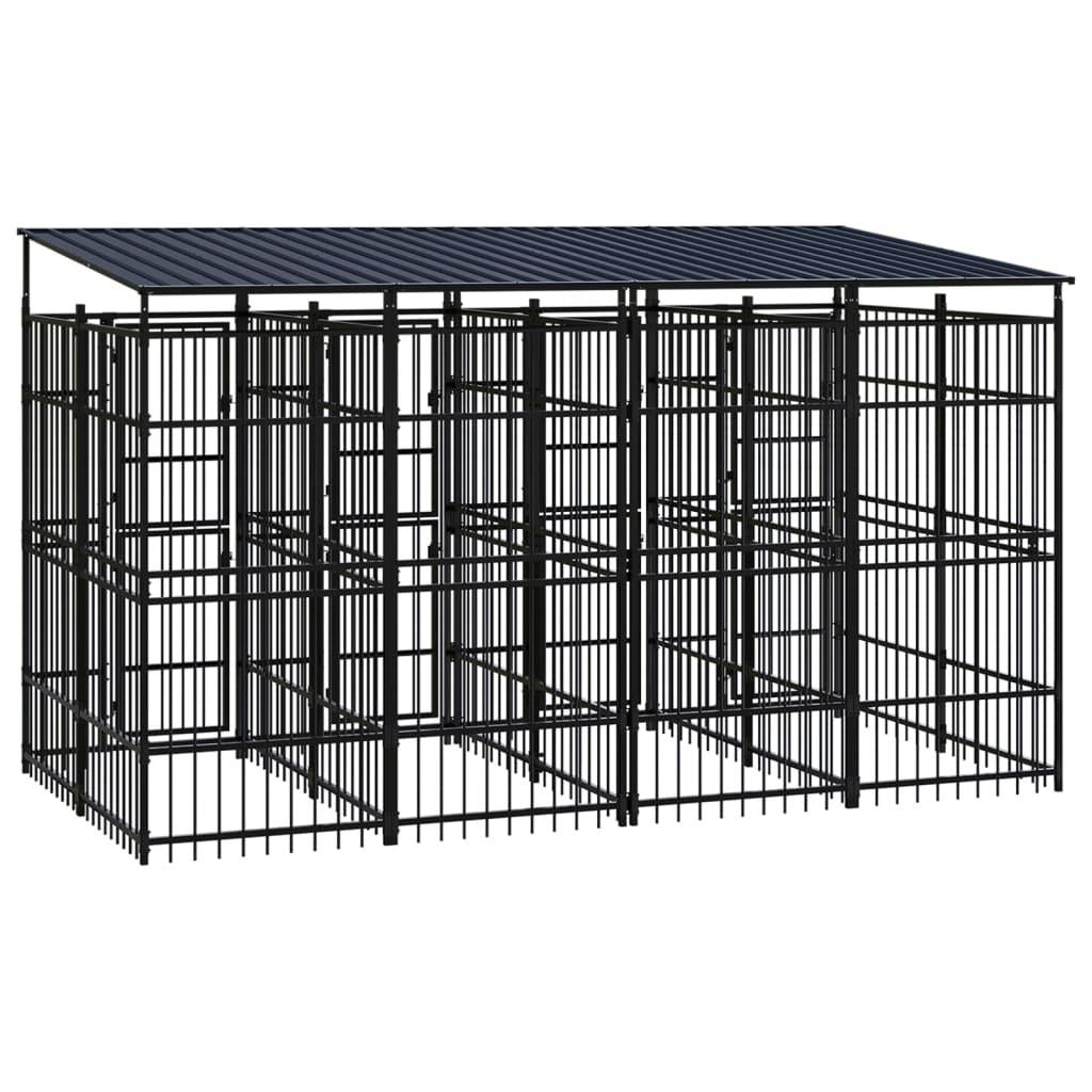 vidaXL Outdoor Dog Kennel with Roof Steel 79.3 ft²
