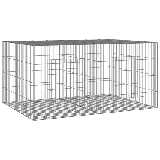 vidaXL 3-Panel Rabbit Cage Animal Hutch Playpen Enclosure Galvanized Iron.