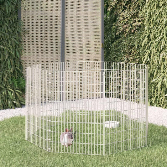 vidaXL Free Range Animal Enclosure 8-Panel 21.3"x31.5" Galvanized Iron.