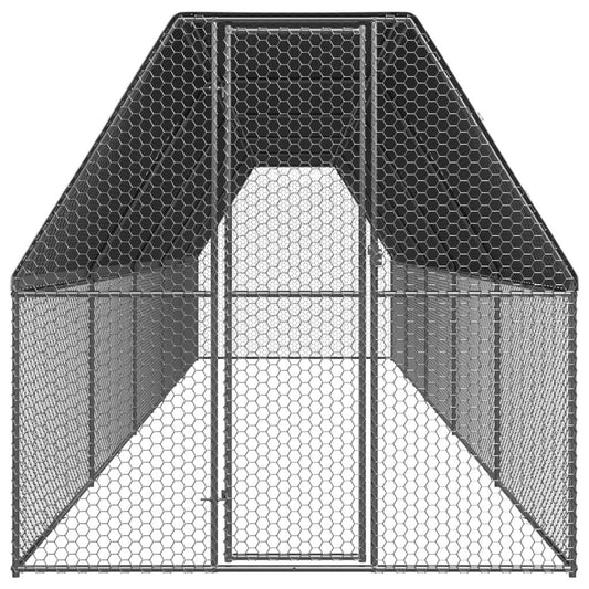 vidaXL Chicken Cage 6.6'x32.8'x6.6' Galvanized Steel.
