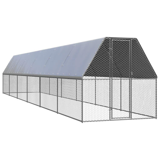 vidaXL Chicken Cage 6.6'x39.4'x6.6' Galvanized Steel.