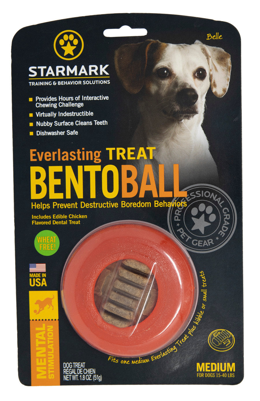 Starmark Everlasting Treat Bento Ball Dog Chew Toy, MD
