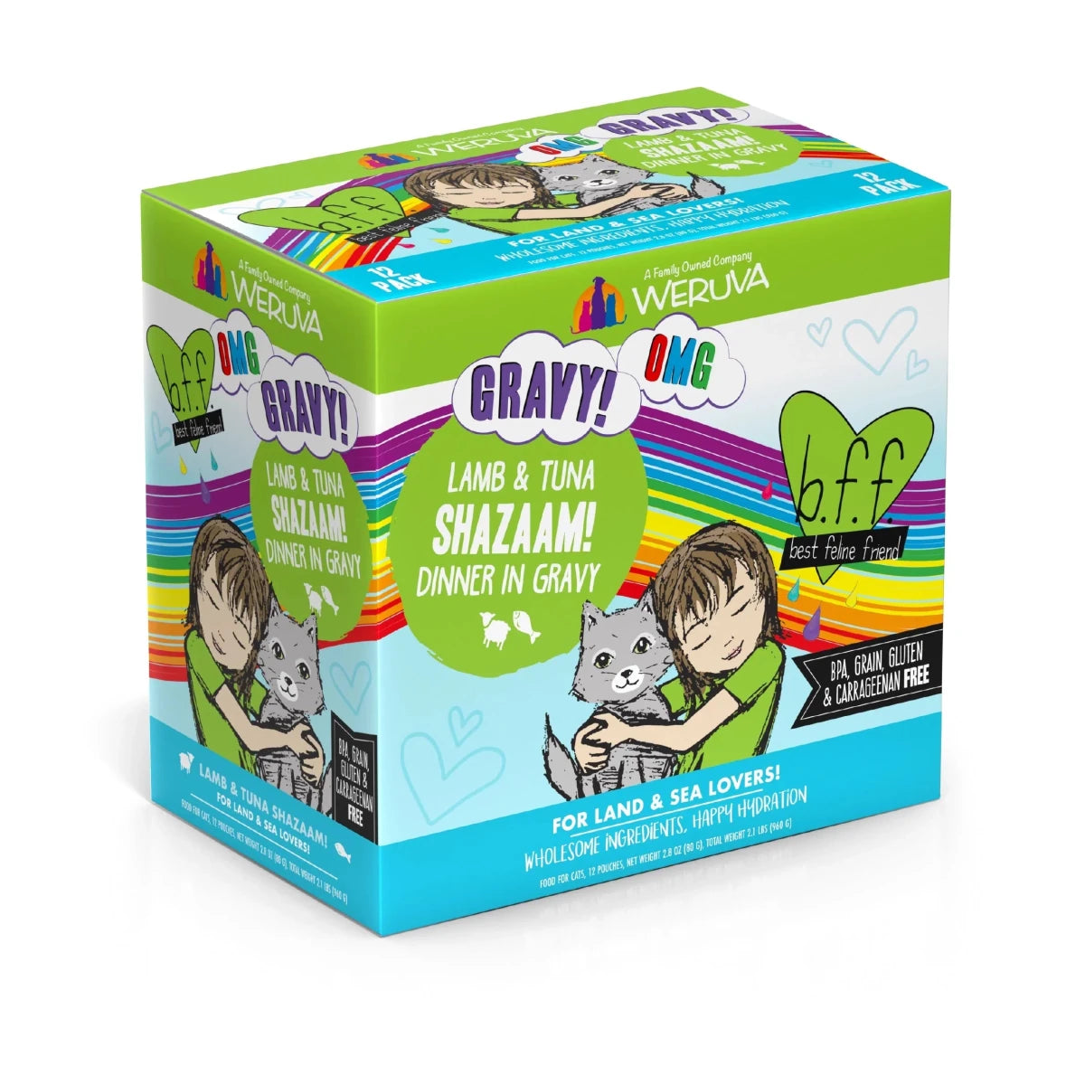 Weruva Cat BFF OMG Shazaam! Lamb and Tuna Dinner in Gravy 2.8oz. Pouch (Case of 12) - Pets Perfect