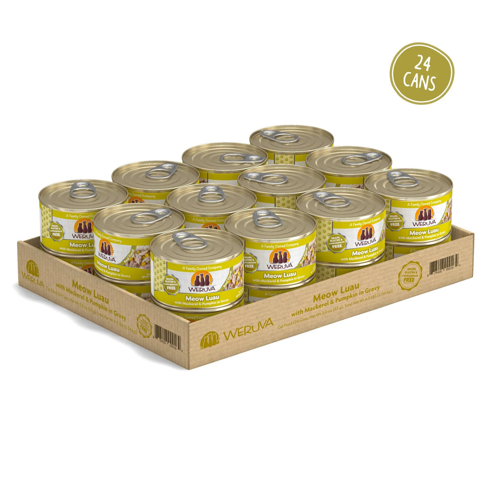 Weruva Cat Meow Luau with Mackerel and Pumpkin in Gravy, 3 oz each, Case of 24