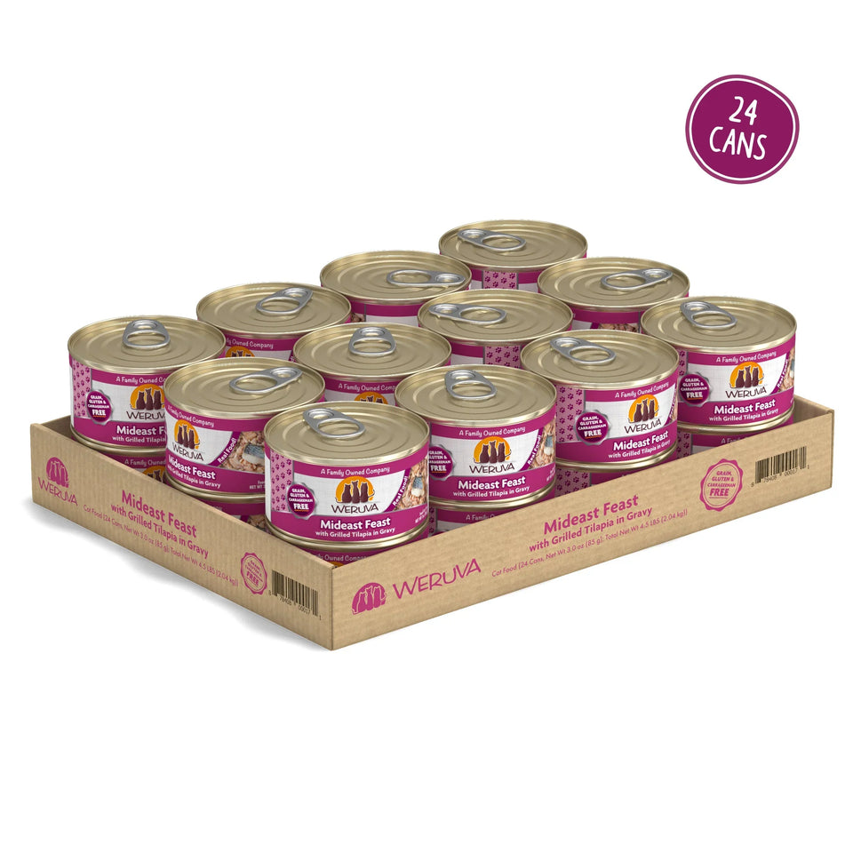 Weruva Cat Mideast Feast with Grilled Tilapia in Gravy, 3 oz each, Case of 24