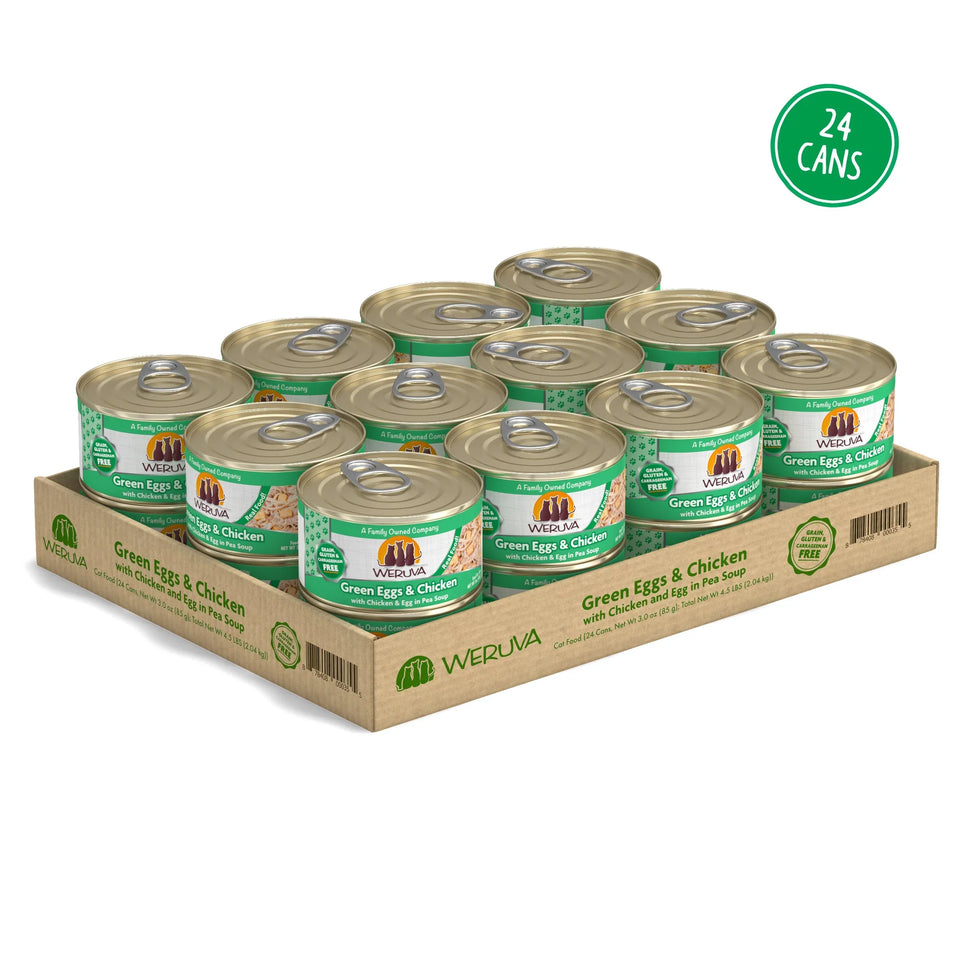 Weruva Cat Green Eggs and Chicken with Chicken and Egg in Pea Soup, 3 oz each, Case of 24
