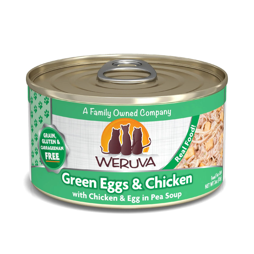 Weruva Cat Green Eggs and Chicken with Chicken and Egg in Pea Soup, 3 oz each, Case of 24