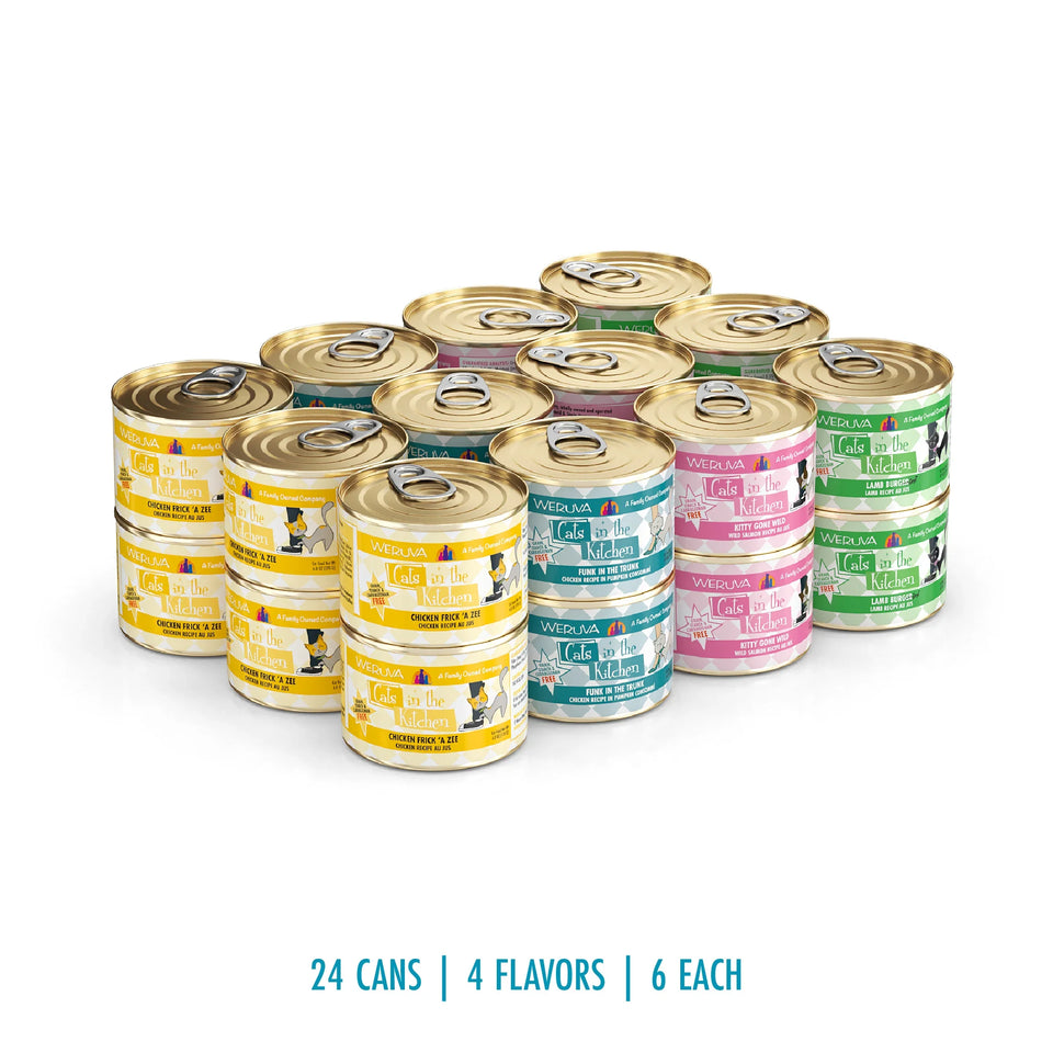 Weruva Cats in the Kitchen Cuties Variety Pack Wet Cat Food - Chicken, Lamb, Wild Game, 6 oz, 24 ct