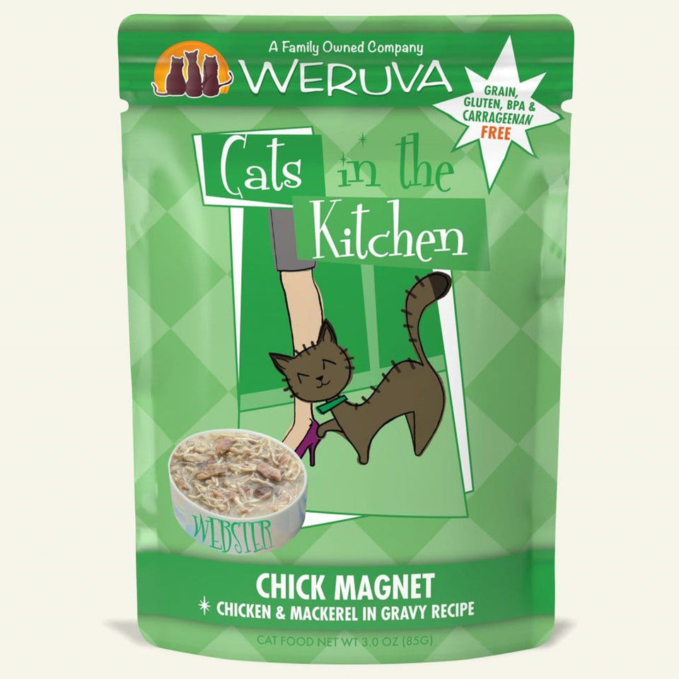 Cats in The Kitchen Chick Magnet Chicken & Mackerel in Gravy 3 oz. Pouch 12 ct