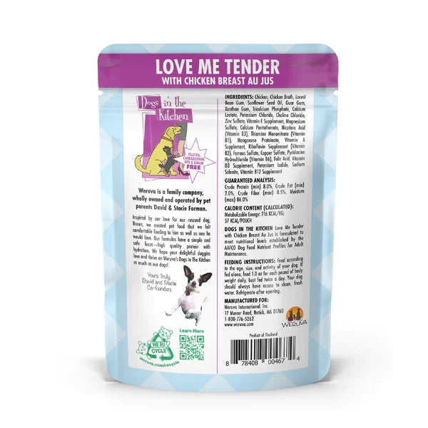 Dogs in The Kitchen Dog Love Me Tender With Chicken Breast Au Jus 2.8 oz. Pouch 12 ct